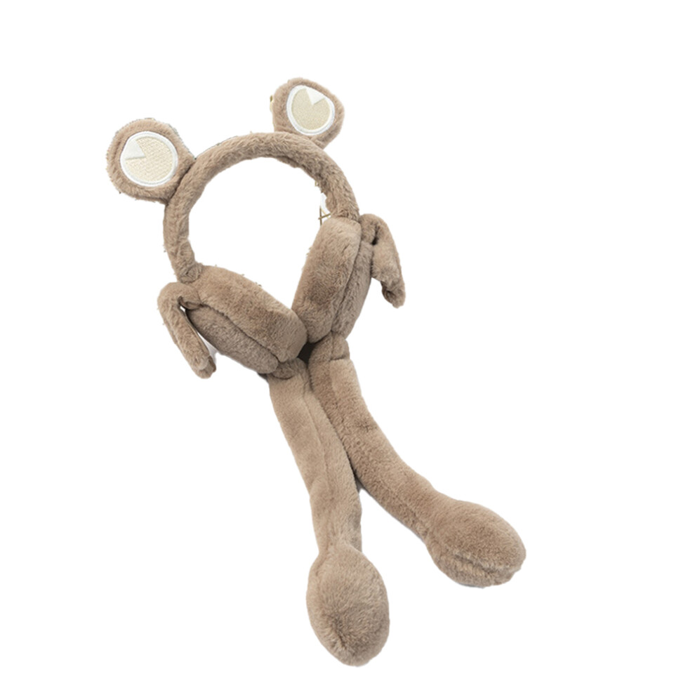 Unisex Winter Earmuffs with Moving Jumping Ears, Cute Plush Ear Warmer Faux Fur Earmuff for Kids and Adults, Adorable Pressing Hat with Airbag Mechani
