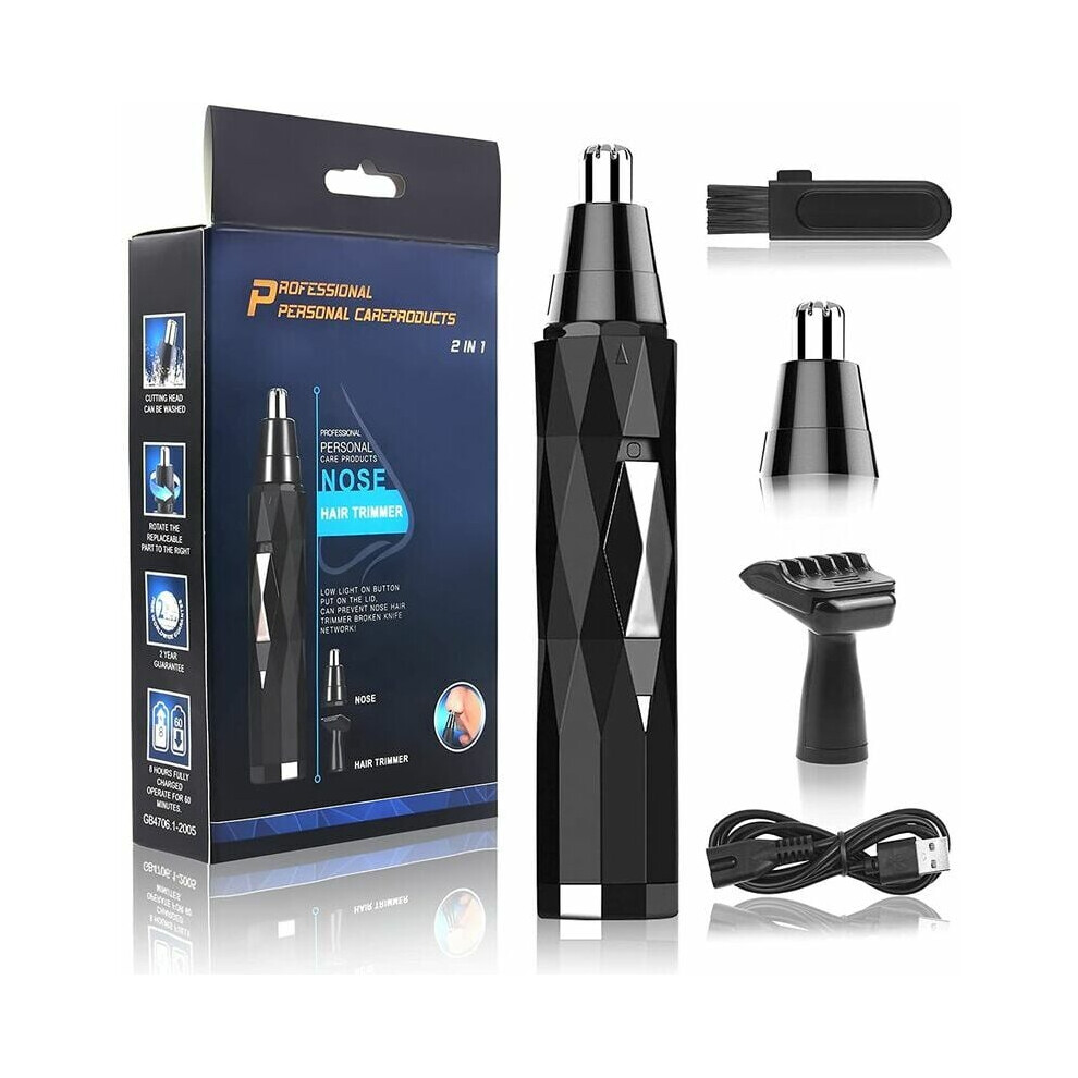 Multifunctional Nose Hair Trimmer, Rechargeable Painless Electric Remover with Dual-Edge Blades, Perfect for Men and Women (Compact & Portable)