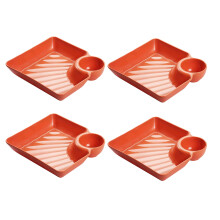 7.2 Inch Square Japanese Sushi Plates Set, Reusable BPA Divided Dinner Dish for Salad Snacks