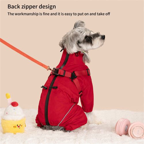 Regulable Dog Rain Jackets Snowproof Windproof-Black 4XL 2