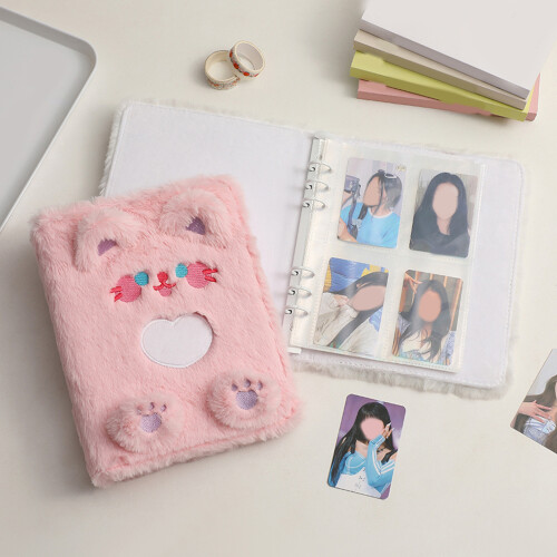 Embroidered Plusher Card Organizers 4 Grids-black and white 2