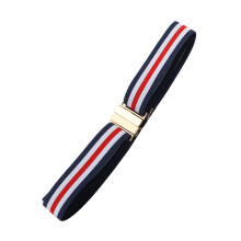 Metal Buckles Stretchy Belt-Blue white and red square buckle