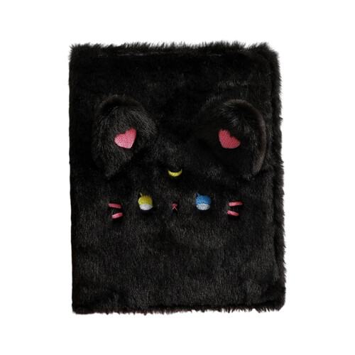 Embroidered Design Plastic Inserts Plusher Photo Album-black