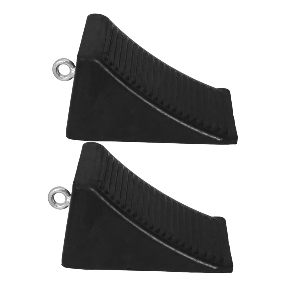 2Pcs Trailer Wheel Chocks Rubber Tire Stoppers For Rvs Trucks Campers With Rings Slope Safety 9189345233319
