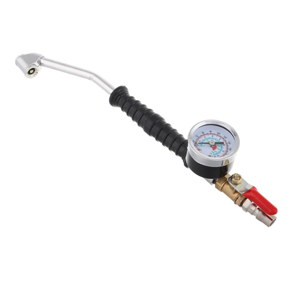 Heavy Duty Tire Inflator With Pressure Gauge, Bent Tube Nozzle For Truck And Car Tires 9189345233357