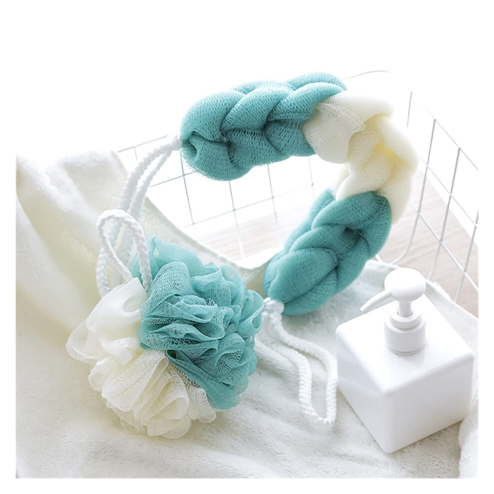 2Pack Exfoliating Bath Shower Loofah with Handle for Back Scrubber and Rich Lather Cleaning