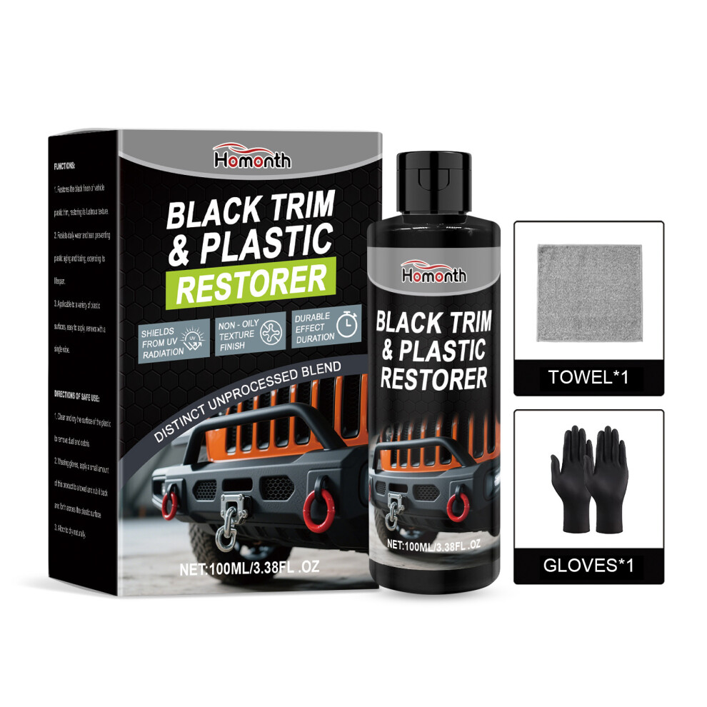 (100Ml+Towel+Gloves) Homonth Car Plastic Renovation Kit Car Interior Renovation Polishing Maintenance Stain Remover Cleaner Black 6921940606203
