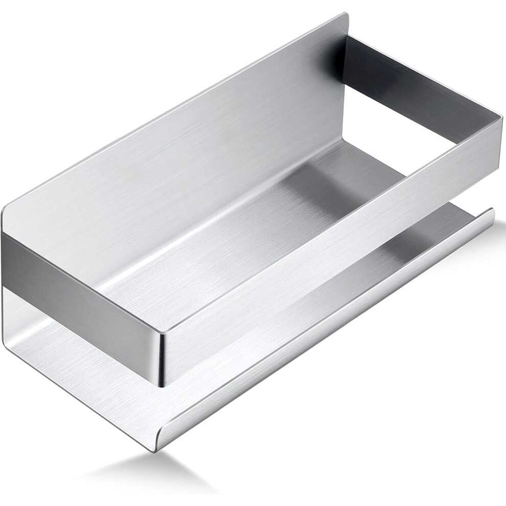 Rustproof Metal Floating Shelves, Self-Adhesive Wall Mounted Anodized Stainless Steel Storage Solution With Brushed Finish For Bathroom, Kitchen, 24-H 9074015487492