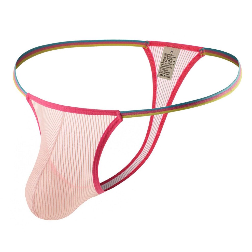 Red Men's Underwear Briefs Sexy Mesh Seethrough Low Rise Jock Strap Bulge Pouch Cosplay Costume Size S