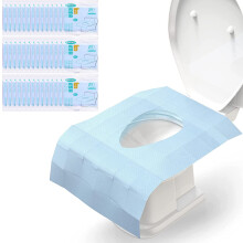 Protetores de assento sanitário portáteis, pacote com 30 unidades, design antiderrapante para proteção descartável, superfície de papel branco,