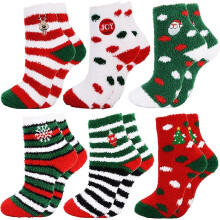 Chaussettes de NoĂ«l pour femmes, chaussettes festives mi-mollet avec motifs de NoĂ«l colorĂ©s, chaussettes cadeaux originales pour les fĂȘtes,