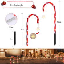 Weather Resistant Outdoor Decorations, Solar Powered Warm White Light, 8 LED Solar Fairy Lights Candy Cane Path Markers Easy Installation for Patio,