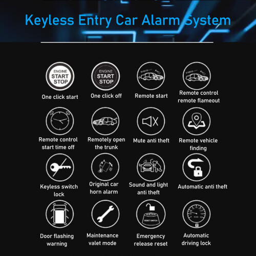 DC12V Keyless Car Alarm Remote Start System with APP Control and Push Button 2