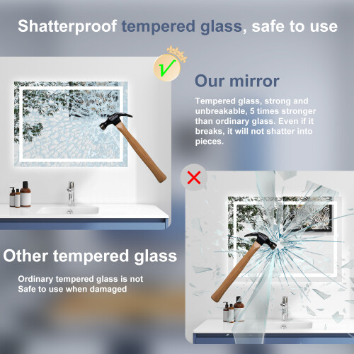 700x500mm Anti-fog White LED Bathroom Mirror 1