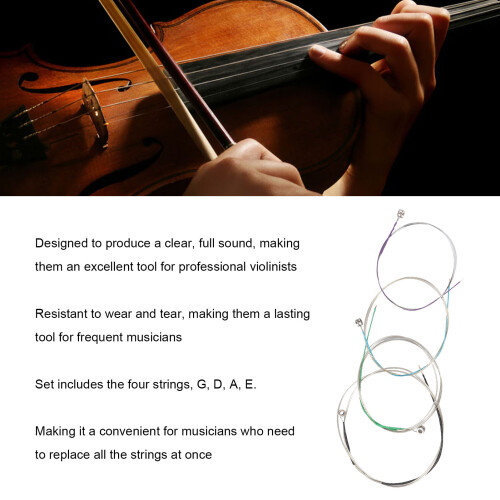 4Pcs Steel Violin Strings G D A E Full Voice Replacement Set 2