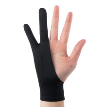 Gant de dessin pour tablette à 2 doigts respirant pour artistes, noir, Taille L