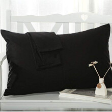 Travel Pillowcase Set of 2 Toddler 13x18 Zipper Closure 500 Thread Count Black Solid 100% Egyptian Cotton