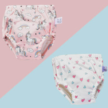 2 Pz Pannolini Riutilizzabili in Cotone per Bambini, Mutande Elastiche Lavabili, Fantasia Unicorno, Taglia M
