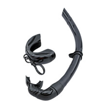 Rolls Up Silicone Snorkels for Scuba Diving, Freediving, and Spearfishing with Hanging Buckles - Black Color