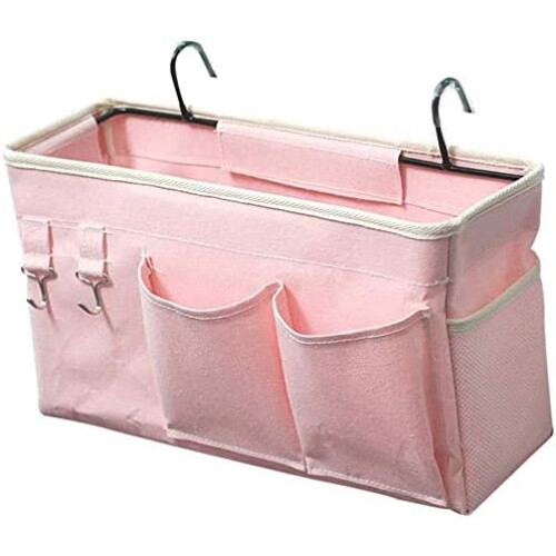 Versatile Canvas & Iron Hanging Bedside Caddy, Portable Mini Binoculars For Quick Access To Essentials In Multiple Scenes Including Headboard, Office