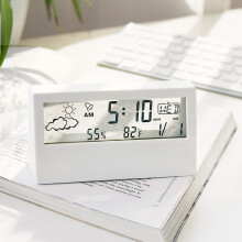 Clock Hygrometer Thermometer Alarm Clock Function, Transparent Led Display, Digital Travel Alarm Clock, Temperature Humidity Sensor Clock, Modern Desi