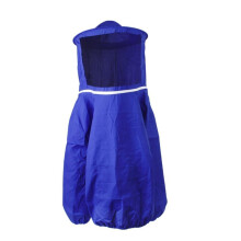 Beekeeping Suit With Zippered Veil Blue Cotton Netting Protective Smock Coat Unisex For Professional Beekeepers