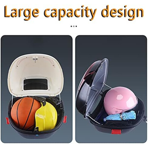 30L Motorcycle  Box with Backrest, Waterproof Tail Case with Night Reflector and Lock, Silver 2