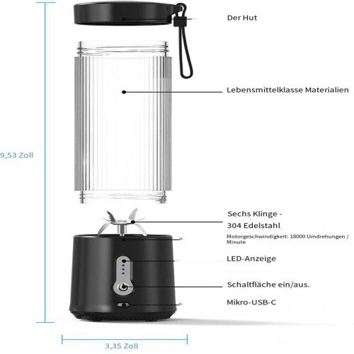Smoothie Blender, Waterproof Design Rechargeable Mini Blender for Pulse Mode Blending 2