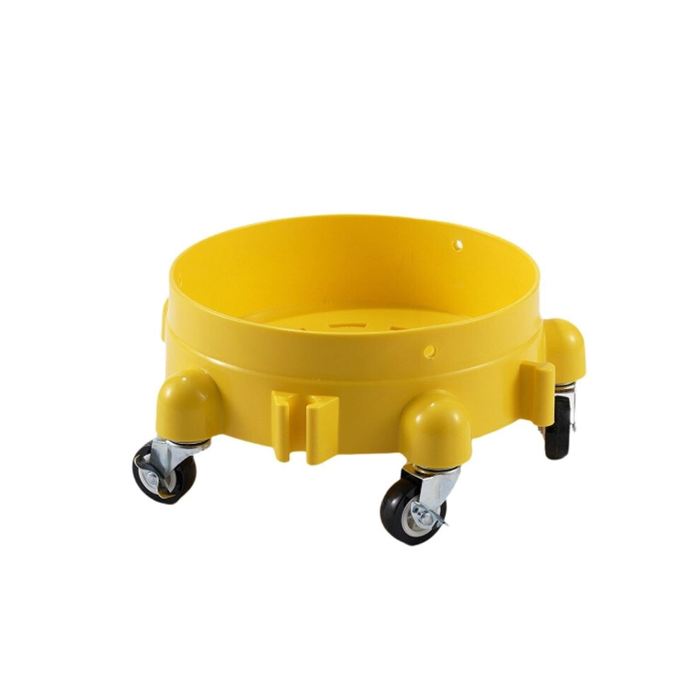 Removable Rolling Bucket Dolly 360Degree Swivel Caster Kit, Storage Tray, Tote Insert, Locking Casters, Yellow 9189345238093