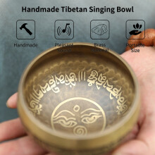 Set di Campane Tibetane Fatate a Mano per Meditazione e Guarigione, Rame con Grattatore in Legno