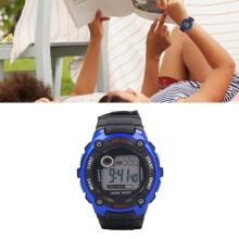 Kinder-Digital-Sportuhr Wasserdicht Blau mit Großem Bildschirm & Leuchtfunktion