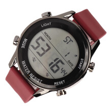 Digital Sportuhr WR 50M wasserdicht, Leuchtfunktion, 25,5 cm Weinrot