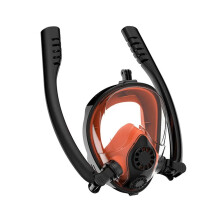 Snorkeling Mask Silicone, Double Tube Diving Mask, Full Dry Diving Goggles, SelfContained Breathing, Blue
