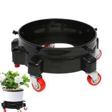Bucket Trolley Car Wash Bucket with Wheels, Heavy Duty Rolling Dolly with Locking Wheels Black