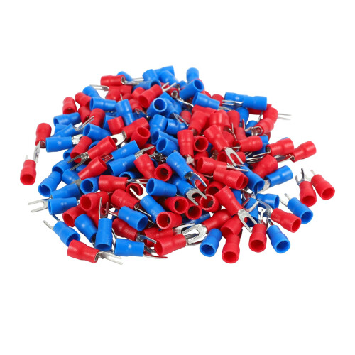 200pcs 16-14 AWG Red  Wire Connector Insulated Fork Terminal #4