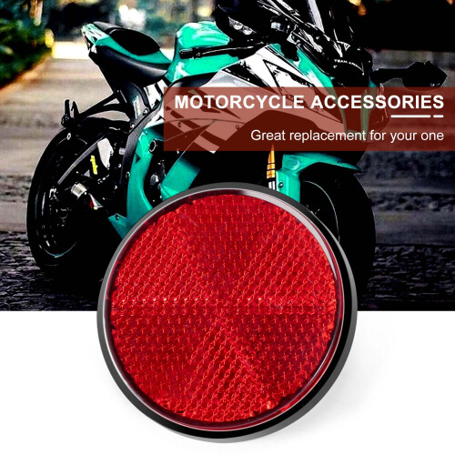 2pcs Round Red Reflector Universal For Motorcycle ATV 5.6*0.8cm 2