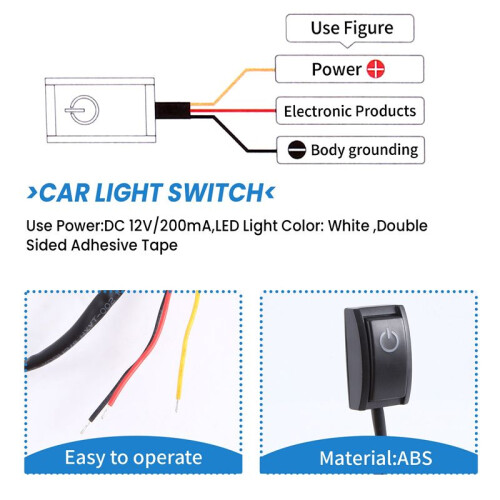 Jtron Car Button  Diy  Paste Type Off/  For Car Reading Lamp/Turn Lights Small Light  12V/200Ma 1