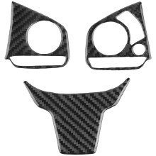 3Pcs Car Carbon Fiber Steering Wheel Button Panel Cover Trim Decoration for 2016 - 2019