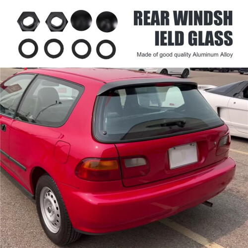 Rear Windshield Glass Strut Hardware Kit Fit for   92-95 Hatchback EG6 CRV Black 1