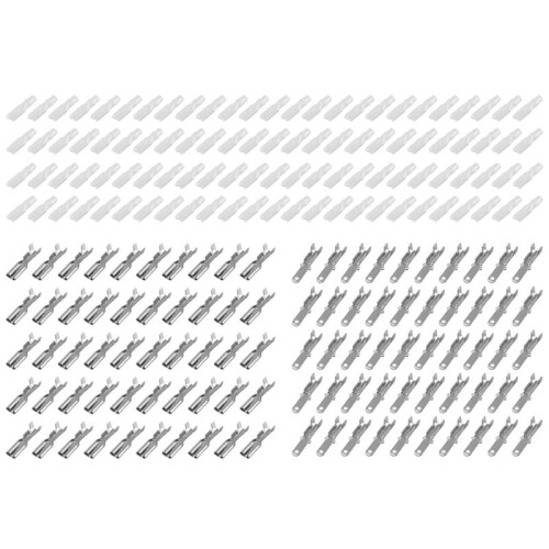 200PCS Male/Female Spade Crimp Terminals Electrical Insulating Sleeve Wire Wrap Connector, 2.8MM