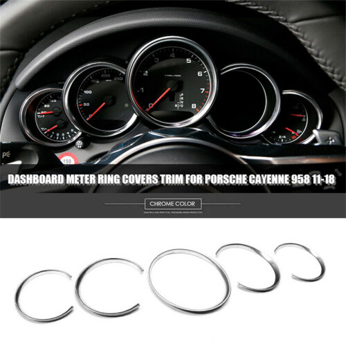 for- Cayenne 958 2011-2018 Silver Car Dashboard Meter Ring Covers Trim Interior Decoration 2