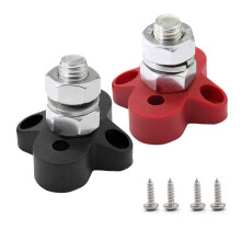 2Pcs 48V 150A BusBar M10 Terminal Block Studs Battery Power Distribution Terminal Stud Bus Bar Connector for RV Boat