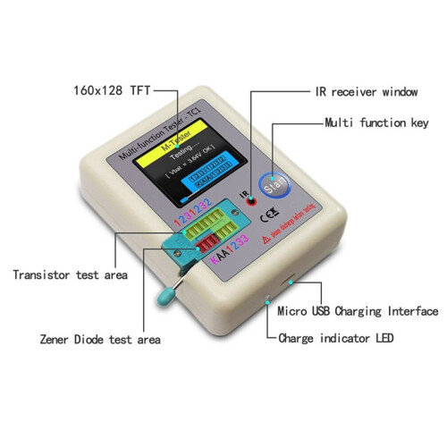 -TC1 TC1 Display Multifuncional TFT Backlight Transistor Tester para Diodo Triode Capacitor Resistor Transistor 2
