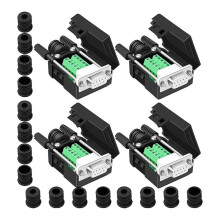 4 PeçAs DB9 Conector FêMea Breakout, DB9 Sem Solda RS232 D-SUB Serial para Conector Adaptador de Terminal de Porta de 9 Pinos