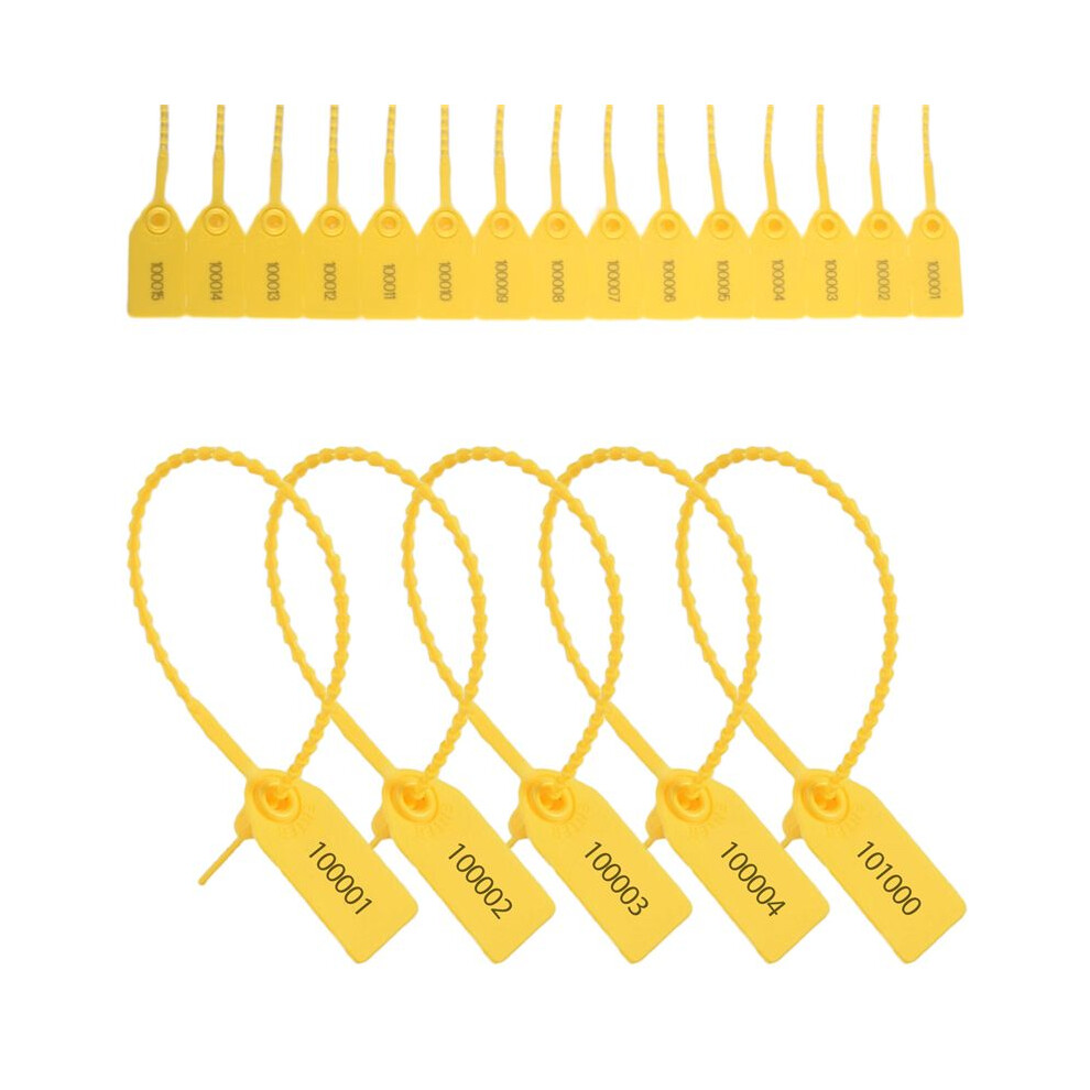 1000 Pcs Plastic Tamper Seals Fire Extinguisher Tags Security Tags Seals Safety Numbered Zip Ties Labels (Yellow) Yellow