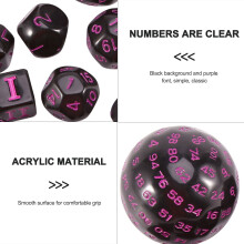 15Pieces Complete Polyhedral DND Dice Set D3-D100 Spherical RPG Dice Set for Role Playing Table Games Supplies