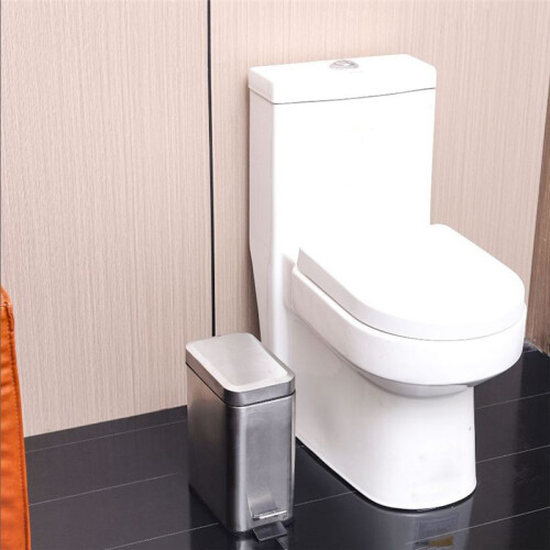 Soft Close, Rectangular Bin 5L with Slip Liner and Lid, Use As  Garbage Basket, Slim Trash Can, or Decor in Bathroom 2