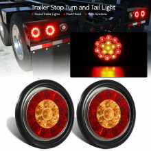 2X Runde 4 Zoll Rot / Bernstein Farbene LED Lastwagen AnhäNger RüCklichter Bremsblinker Hinten Bremslichter