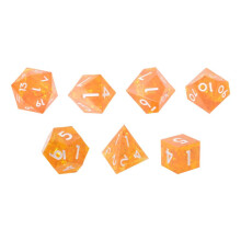 Polyhedral Dice Set 7 Piece Handmade Dice Set with Edges for RPG Table Games D&D Pathfinder,Shiny Orange