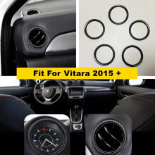 5 StüCk Armaturenbrett Klima Anlage Auslauf EntlüFtung Ring Abdeckung Trim ABS Karbon Faser Interior Kit für Vitara 2015-2020